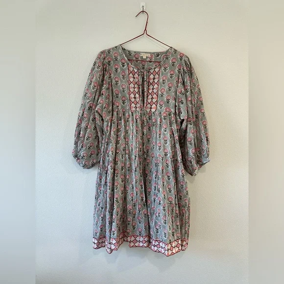 Marea Liz Joy Casita Pink And Gray Babydoll Dress Small - Picture 2 of 8